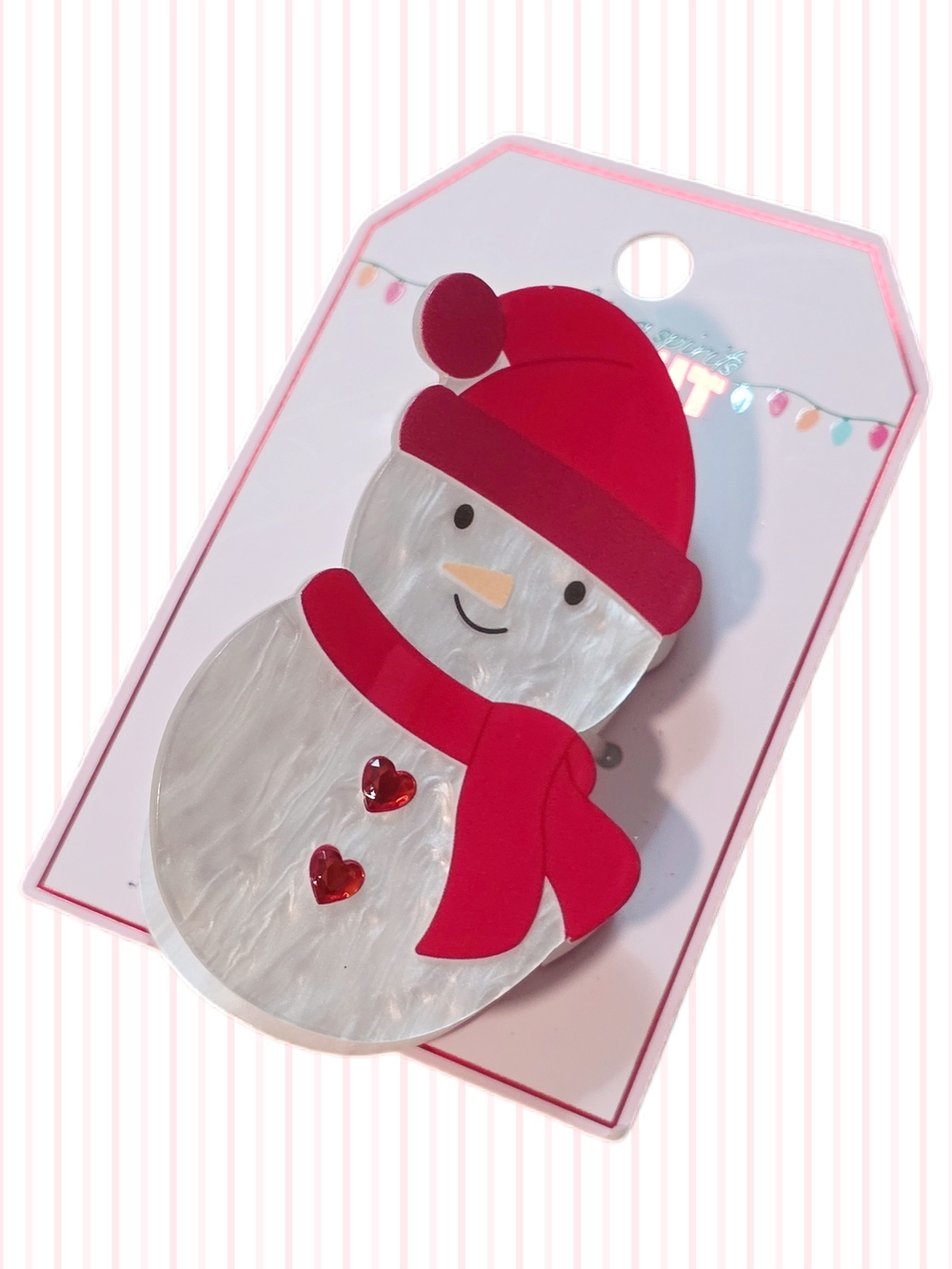 Red Snowman Hair Claw Clip